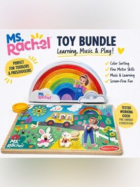Ms Rachel Toy Bundle Musical Puzzle + Rainbow Coin Sorter Baby Kids